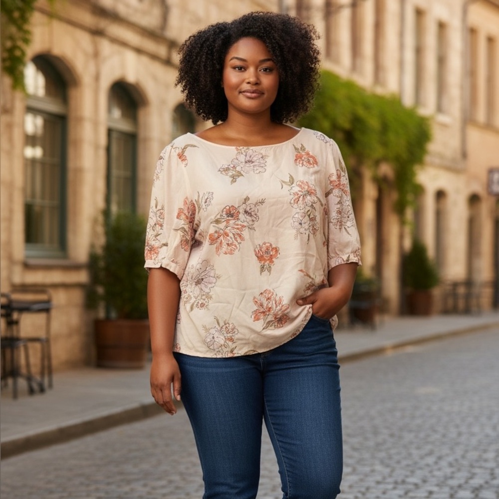Angels Light Pink Floral Blouse
